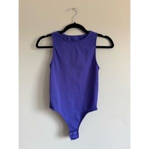 Dynamite Blue High-Neck Ribbed Bodysuit